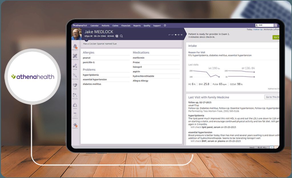 athenahealth software interface screenshot