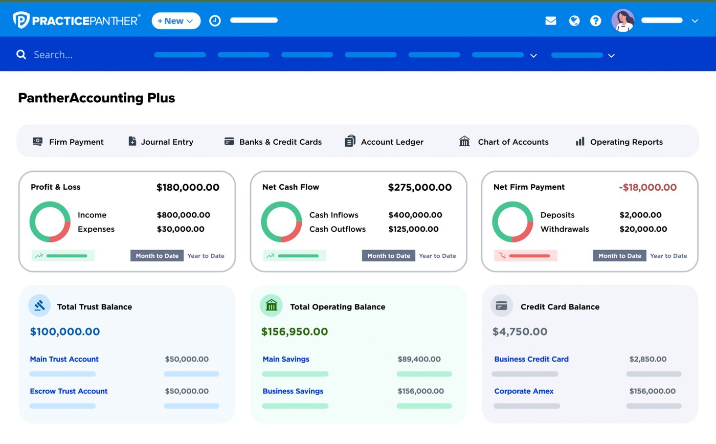 PracticePanther software interface screenshot