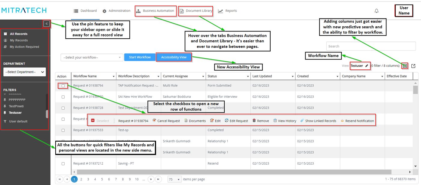 Mitratech software interface screenshot
