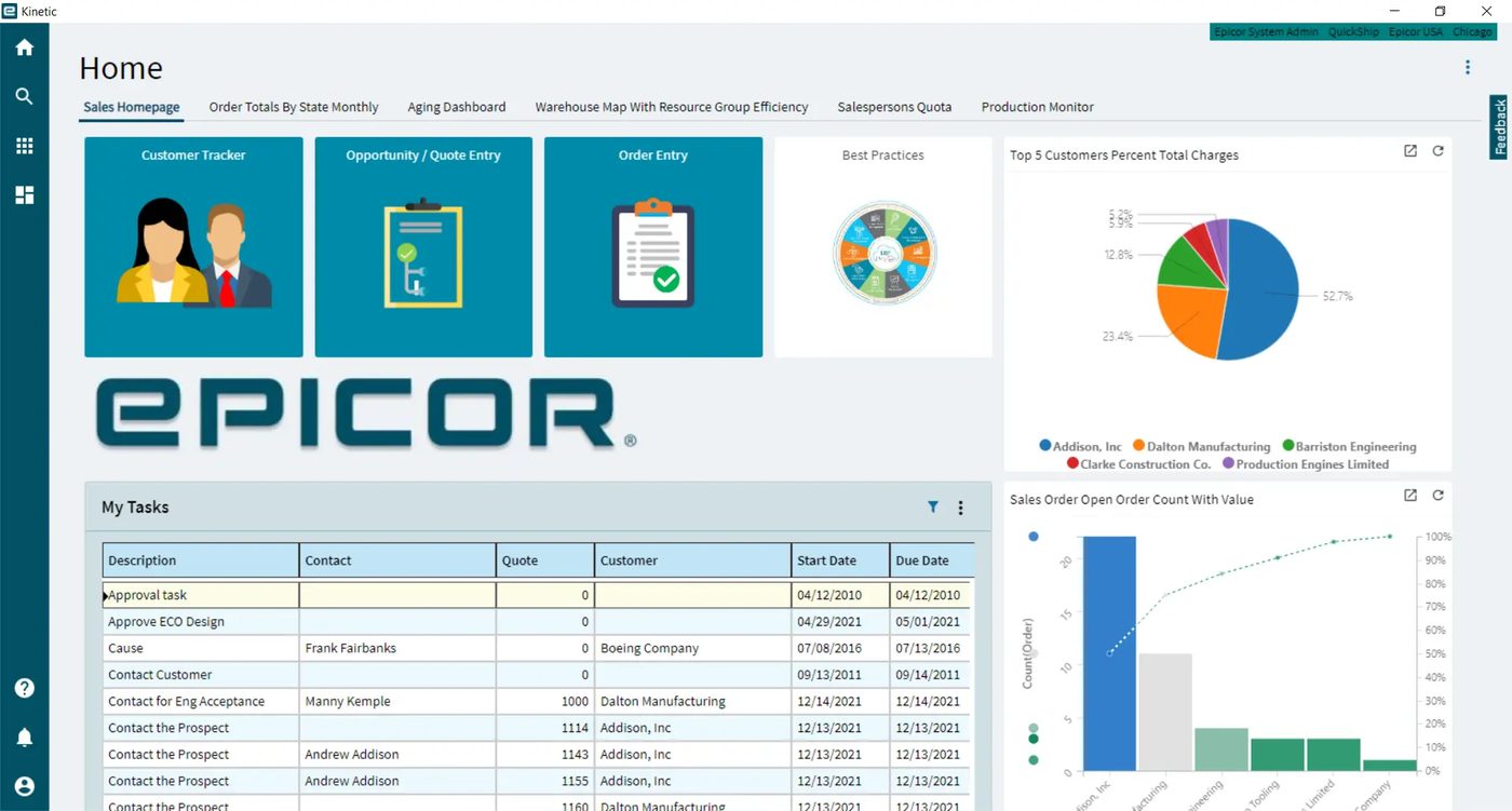 Epicor software interface screenshot