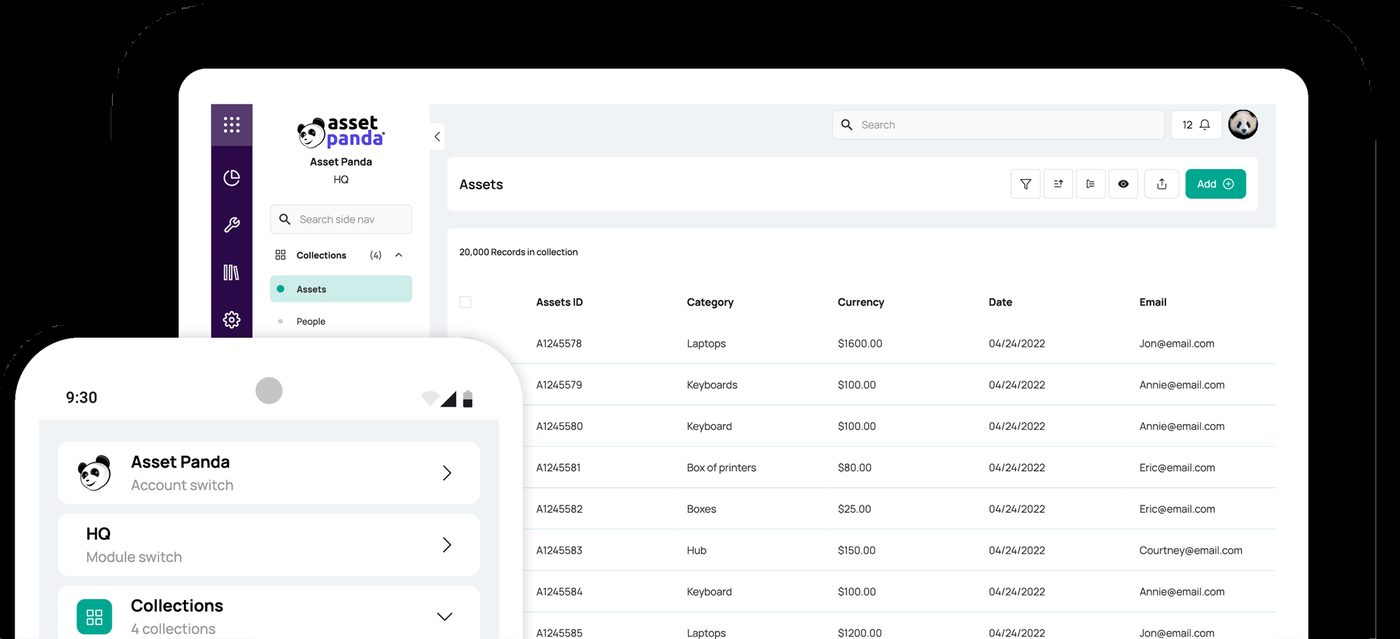 Asset Panda software interface screenshot