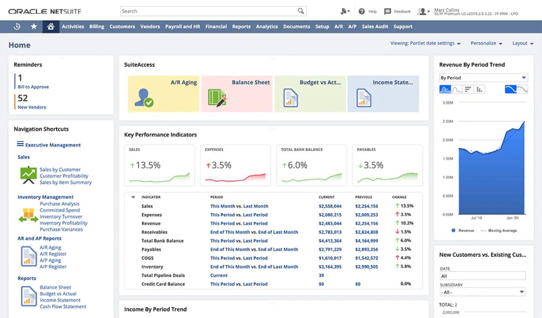 NetSuite ERP software interface screenshot